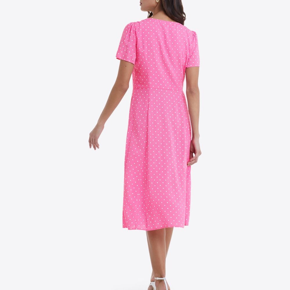 Women's Draper James Bonnie Midi Dress in Polka Dots Pink Size Women's 14 - Picture 2 of 4